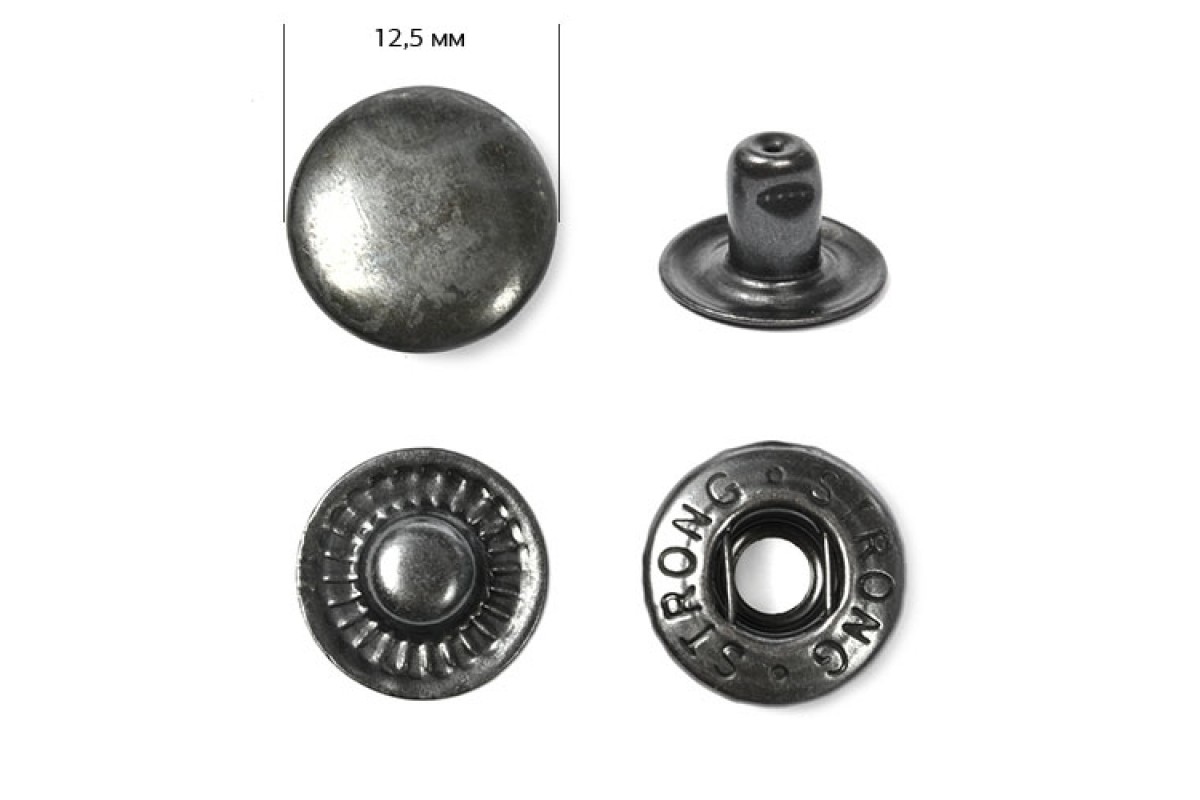 Кнопка установочная Strong №61 (15мм) сталь арт.9851 цв.темный никель уп.720 шт